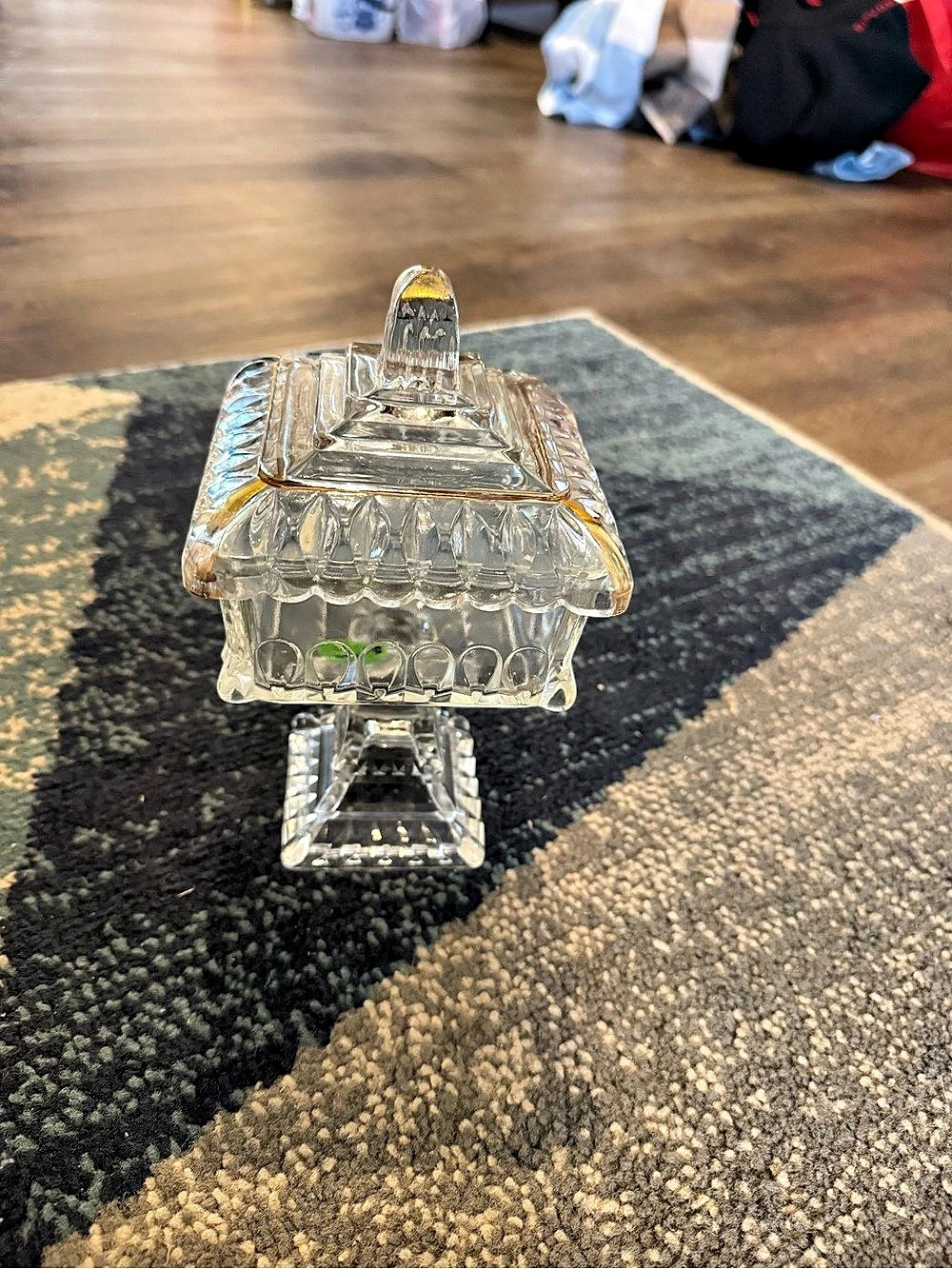 Clear Glass Covered Candy Dish